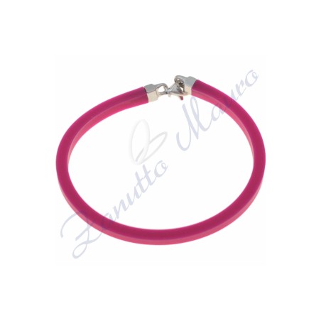 Bracciale in argento e gomma colore viola cm 19