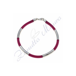 Bracciale in argento e gomma colore viola cm 20