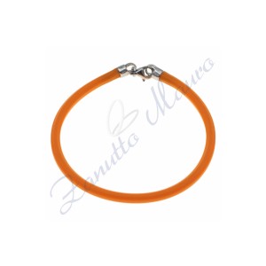 Bracciale in argento e gomma colore arancione cm 20