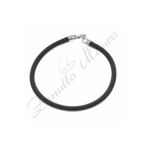 Bracciale in argento e gomma colore nero cm 20