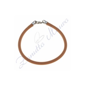 Bracciale in argento e gomma colore nocciola cm 20