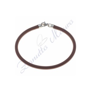 Bracciale in argento e gomma colore testa di moro cm 20