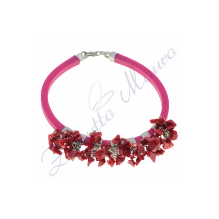 Bracciale in argento e gomma colore viola cm 20