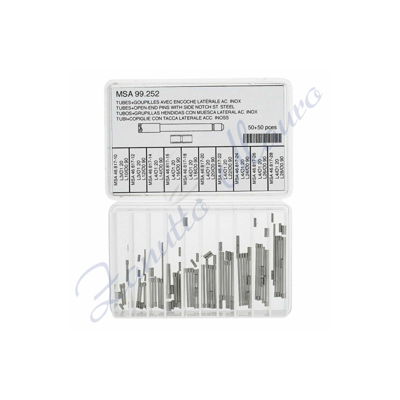 Assortimento 50 coppiglie+tubi 99.252 con tacca laterale in acciaio inox - MSA 99.252