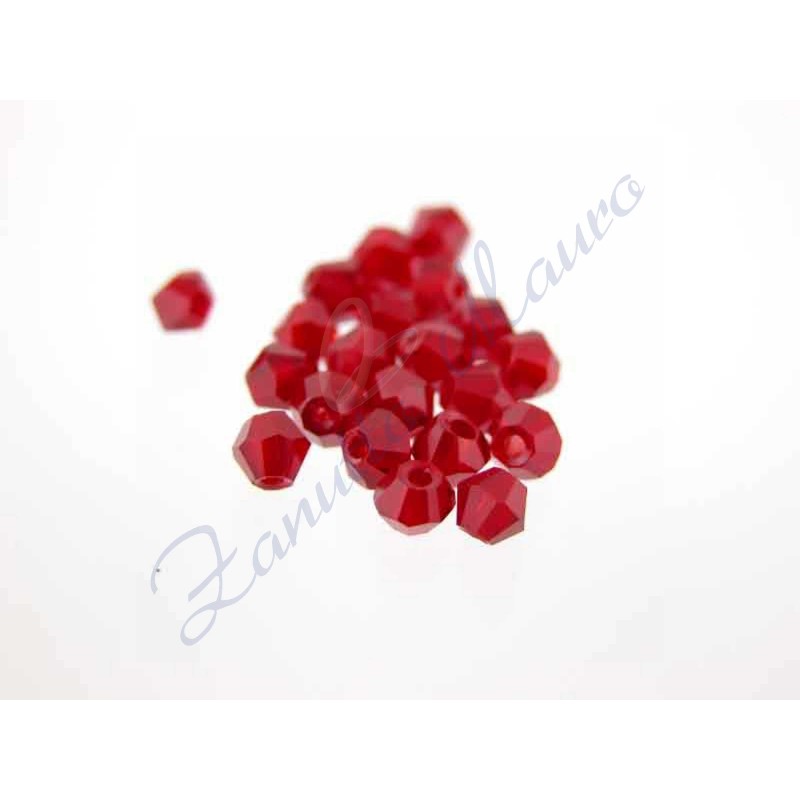 Pietre sintetiche bicono sfaccettate mm 4 Colore Rubino. 20 pz