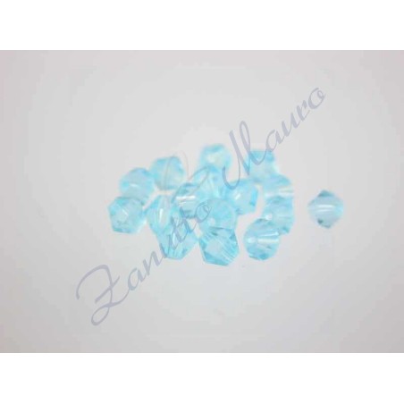 Pietre sintetiche bicono sfaccettate mm 4 Colore Topazio Azzurro. 20 pz