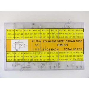 Assortimento 90 tubi per corone in acciaio