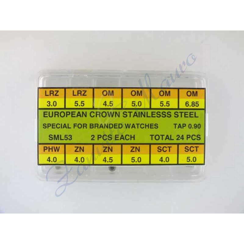 Assortimento 24 corone acciaio tipo Philip Watch,Zenith,Sector e Omega