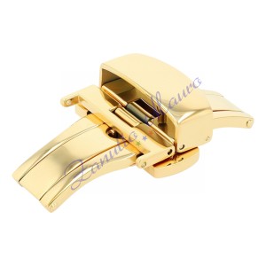 Chiusura deployant in acciaio dorato per cinturini in pelle ansa mm 14