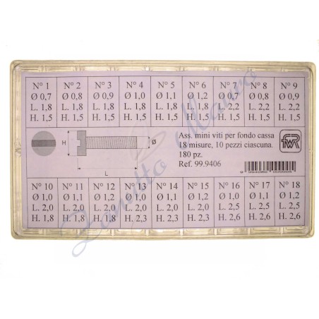 Assortimento 180 viti inox x fondo cassa testa piatta 99.9406