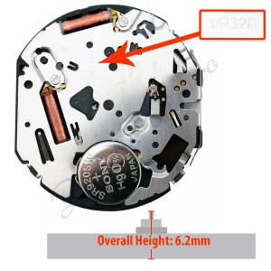 Movimento Hattory VR32 crono con datario al 4.30 obliquo