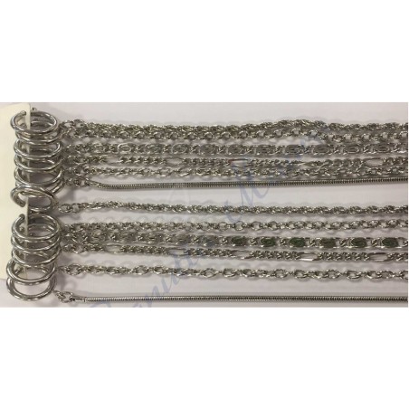 Assortimento 12 catene cromate per orologi da tasca lunghezza cm 36
