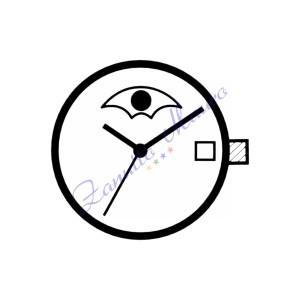 Movimento TMI VX18 3 sfere con datario al 3 e fasi lunari al 12