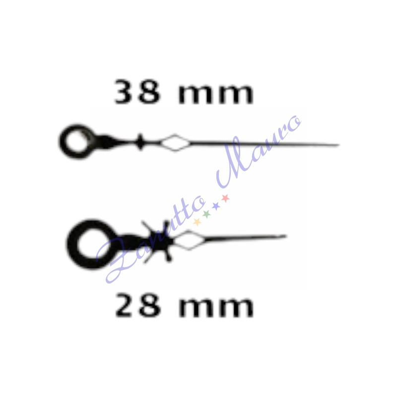 Coppia lancette in alluminio 8907 nere per movimenti sveglia TMP