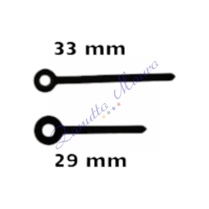 Coppia lancette in alluminio 8909 nere per movimenti sveglia TMP