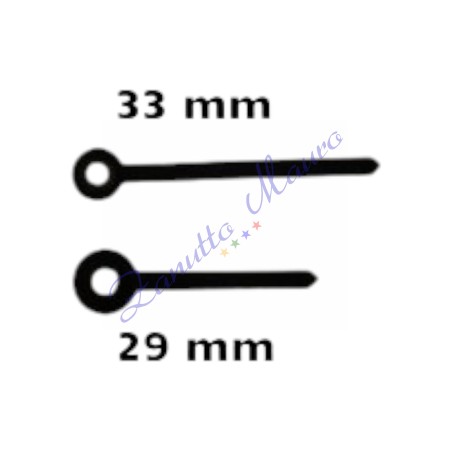 Coppia lancette in alluminio 8909 nere per movimenti sveglia TMP
