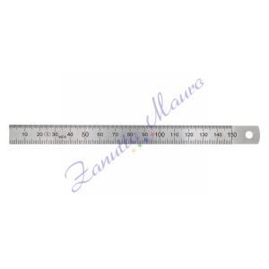 Righello in metallo, acciaio inox, 2 scale, 150 mm