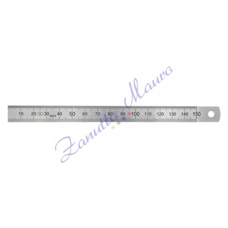 Righello in metallo, acciaio inox, 2 scale, 150 mm