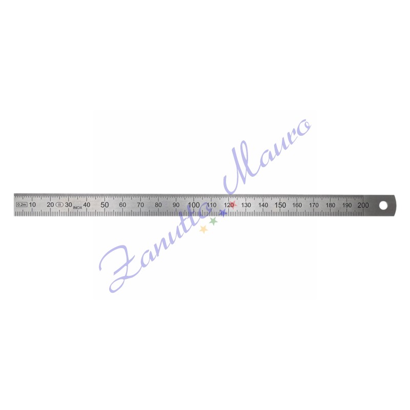 Righello in metallo, acciaio inox, 2 scale, 200 mm