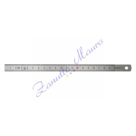 Righello in metallo, acciaio inox, 2 scale in rilievo 200 mm
