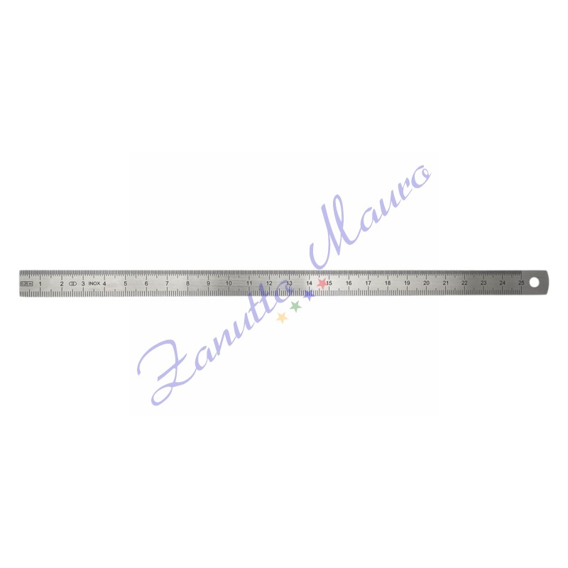Righello in metallo, acciaio inox, 2 scale, 250 mm