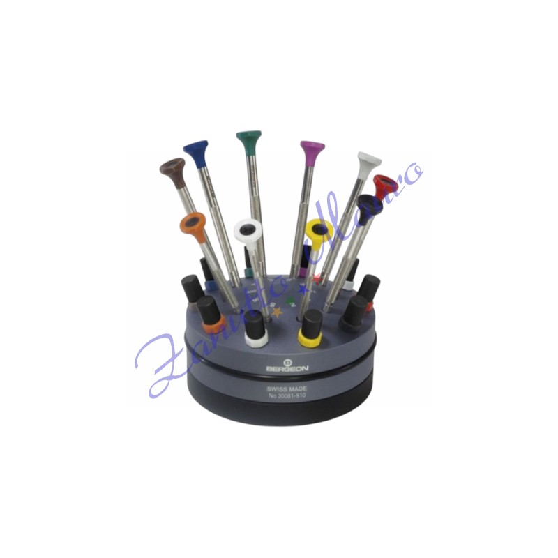 Bergeon 30081-S10 assortimento 3 giraviti con base girevole da 0,5 a 3