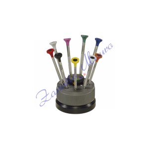 Bergeon 30081-S9 assortimento 9 giraviti con base girevole da 0,5 a 2,5