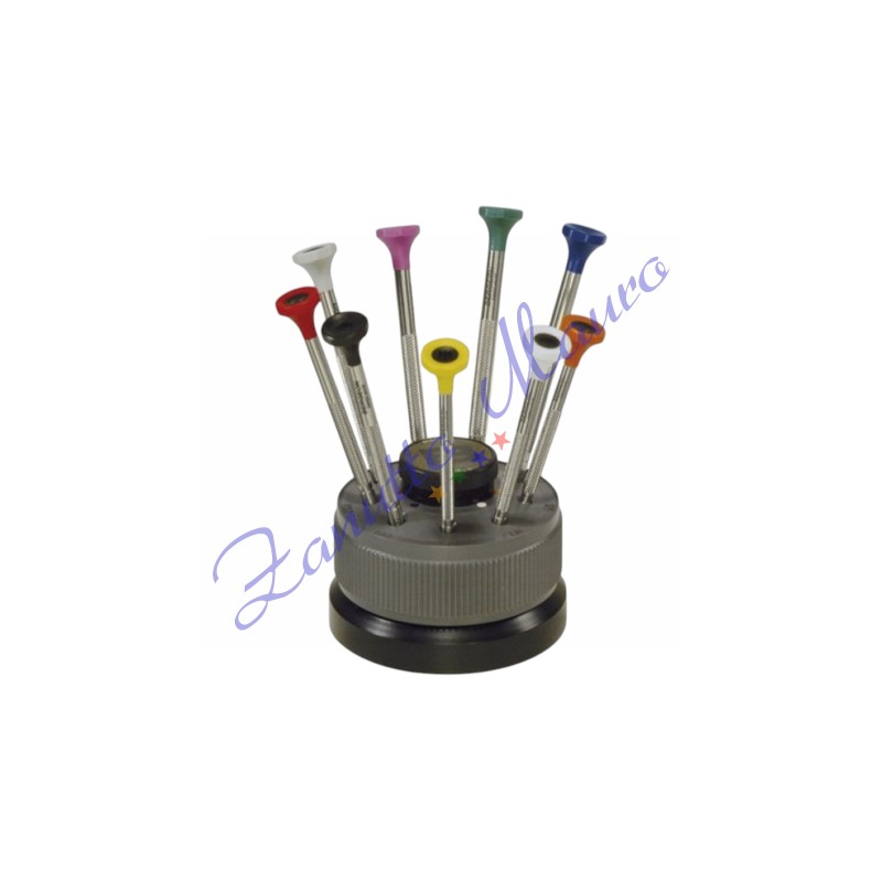 Bergeon 30081-S9 assortimento 9 giraviti con base girevole da 0,5 a 2,5