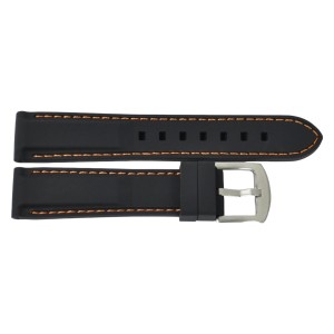 Cinturino JD003 in silicone ansa mm 18 colore nero e cuciture arancione