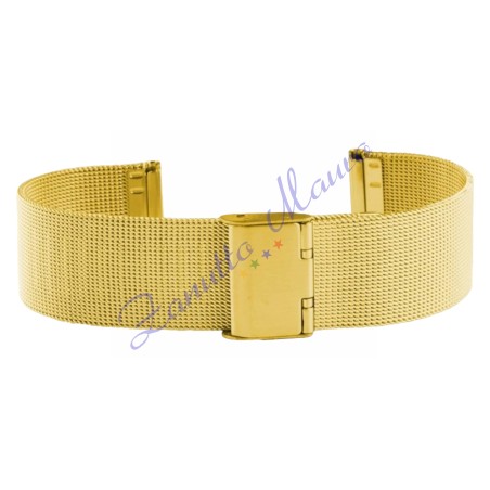 Bracciale Mesh grana fine con scorrevole in acciaio dorato ansa 20