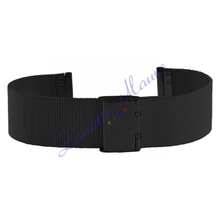 Bracciale Mesh grana fine con scorrevole in acciaio brunito ansa 18