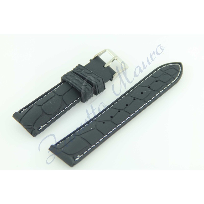 Cinturino silicone stampa cocco QJ0544 n ero cucitura bianca ansa 20