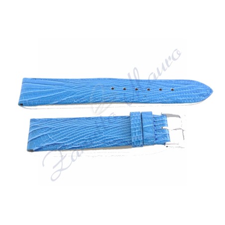 Cinturino JP020 stampa lucertola lucido azzurro ansa 22