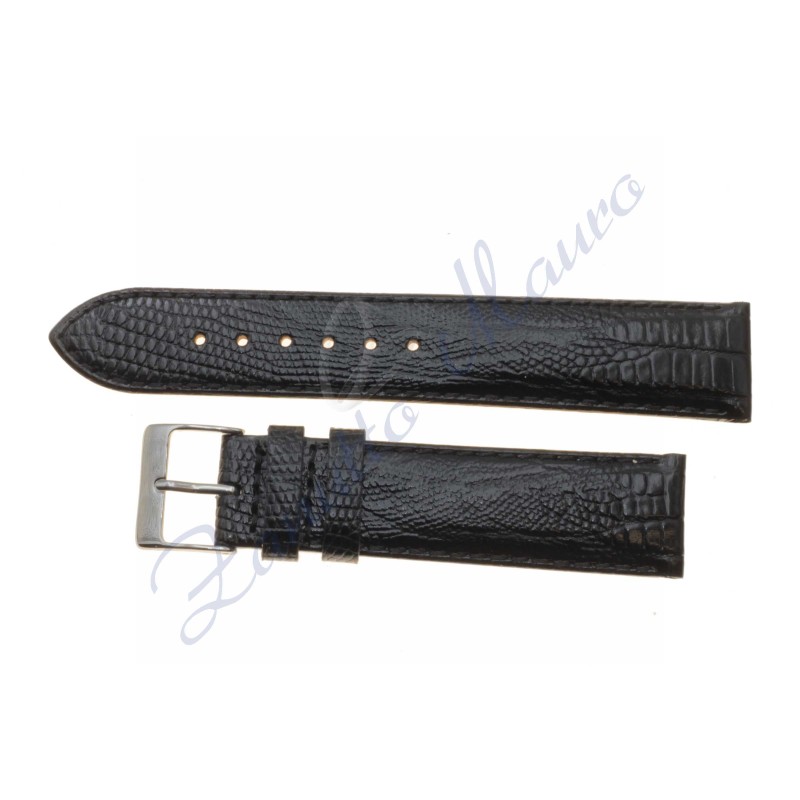 Cinturino JP020 stampa lucertola lucido nero ansa 22