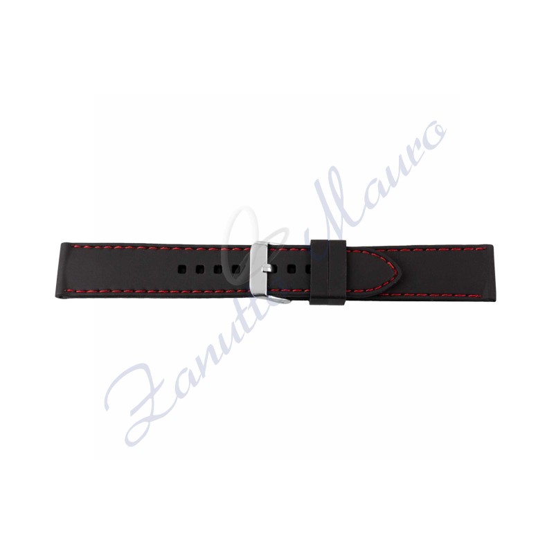 Cinturino 394 in silicone ansa mm 22 con cuciture rosse