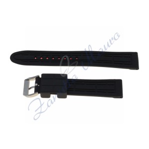 Cinturino JD048 in silicone ansa mm 20 colore nero con banda rossa