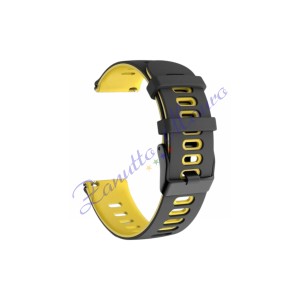 Cinturino J235 silicone soft touch con easy pin mm 20 nero e giallo