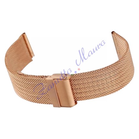 Bracciale Mesh WD027 con scorrevole in acciaio rosè ansa 24