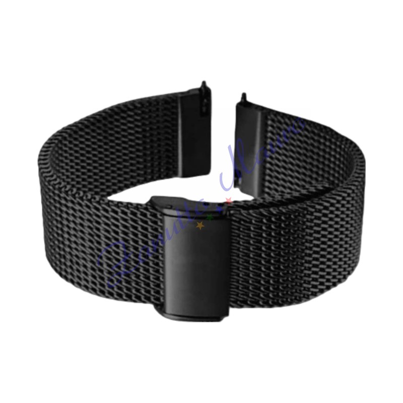 Cinturino maglia Milano WD024QR in acciaio nero ansa 20 con easy pin