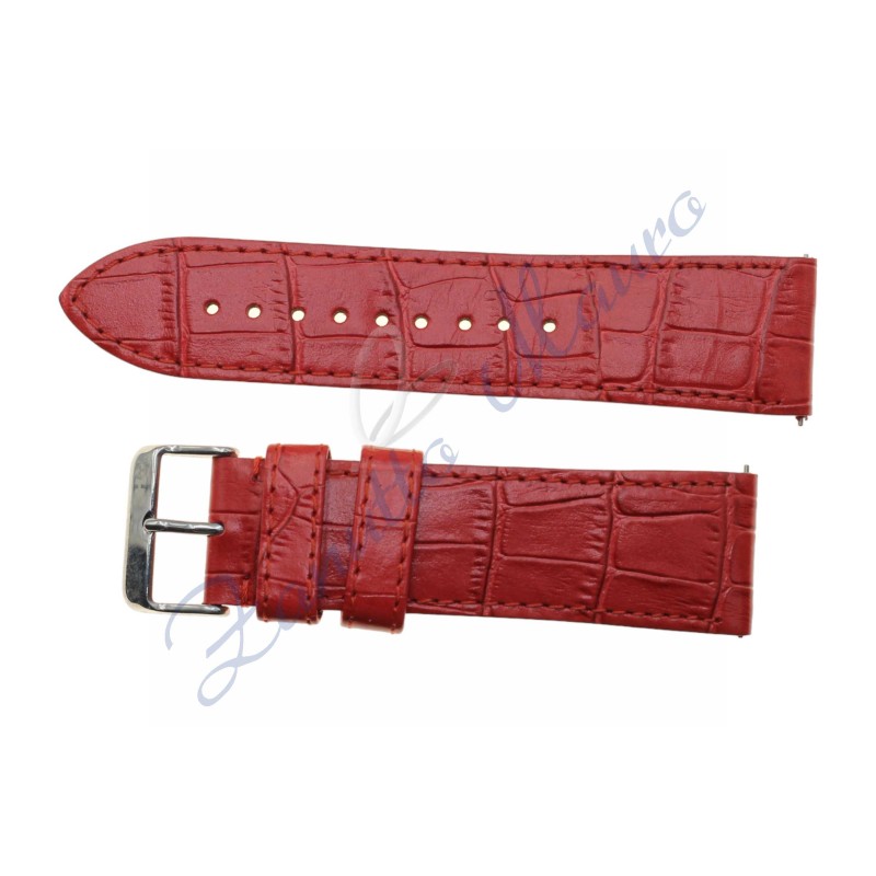 Cinturino in pelle colore rosso stampa cocco ansa mm 26 con easy pin