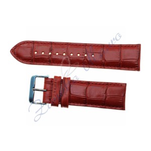 Cinturino imbottito in pelle colore rosso stampa cocco ansa mm 26