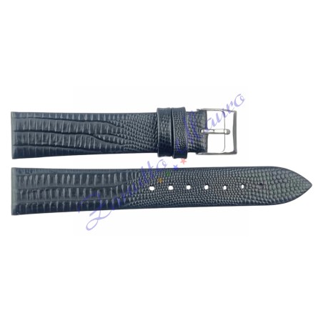 Cinturino stampa lucertola 1348 in pelle colore nero ansa mm 18