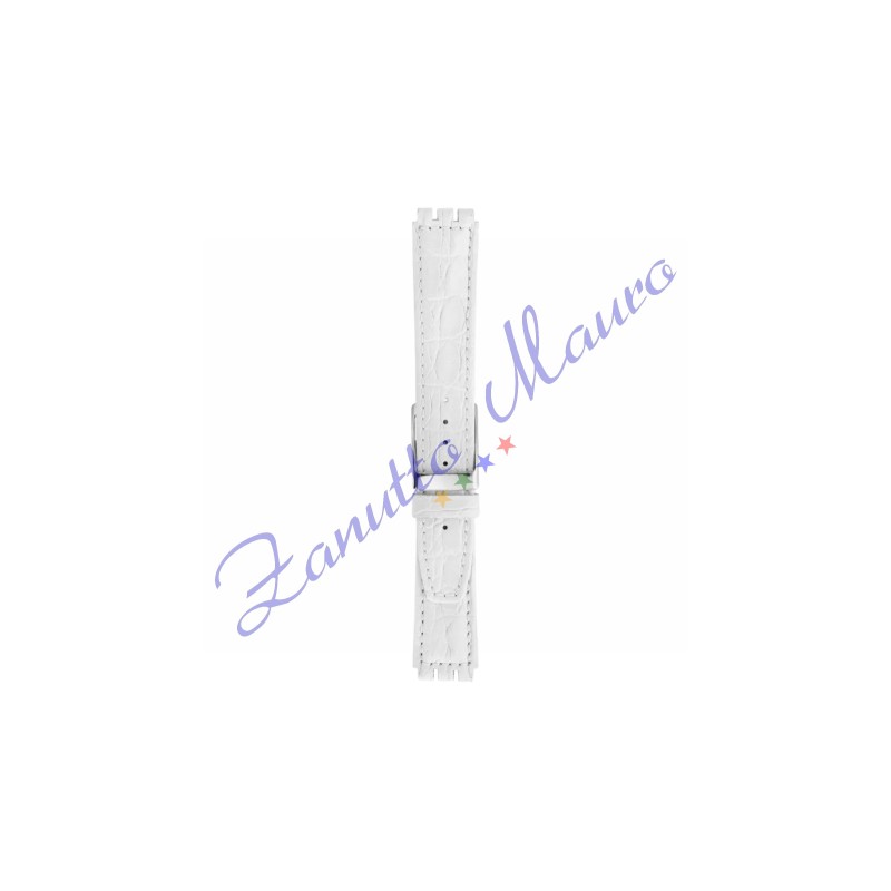 Cinturino 245M in pelle stampata per Swatch 17x19 colore bianco