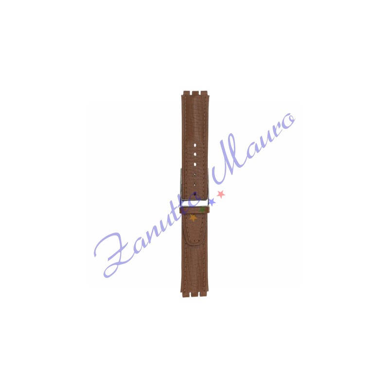 Cinturino 245PLin pelle stampata per Swatch 17x19 colore marrone gold