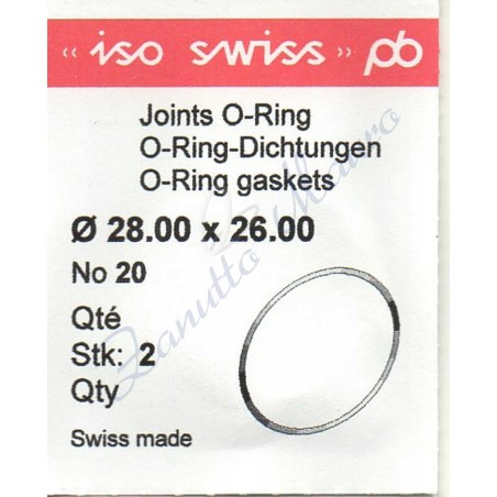 OR Standard ISO020 busta 2 pz Diam.int. 26.00 sezione 1.00