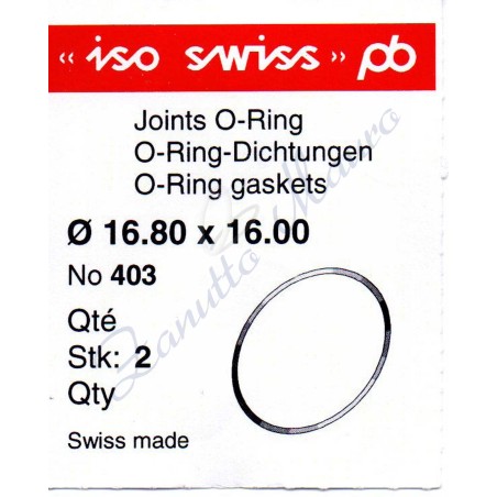 O-Ring Quartz ISO403 busta 2 pz Diam.int. 16.00 sezione 0,40