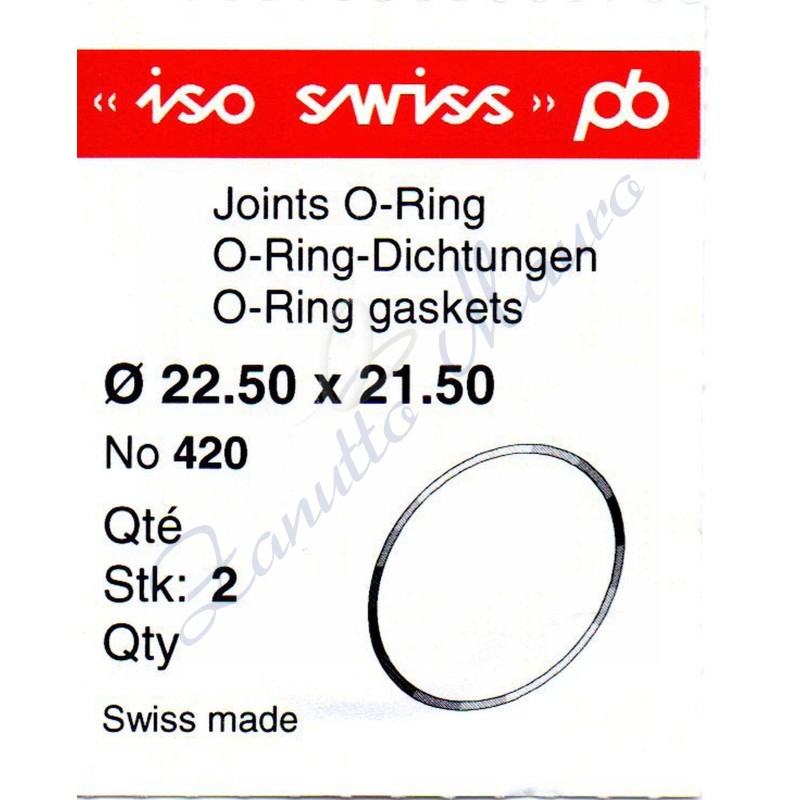 O-Ring Quartz ISO420 busta 2 pz Diam.int. 21.50 sezione 0,50