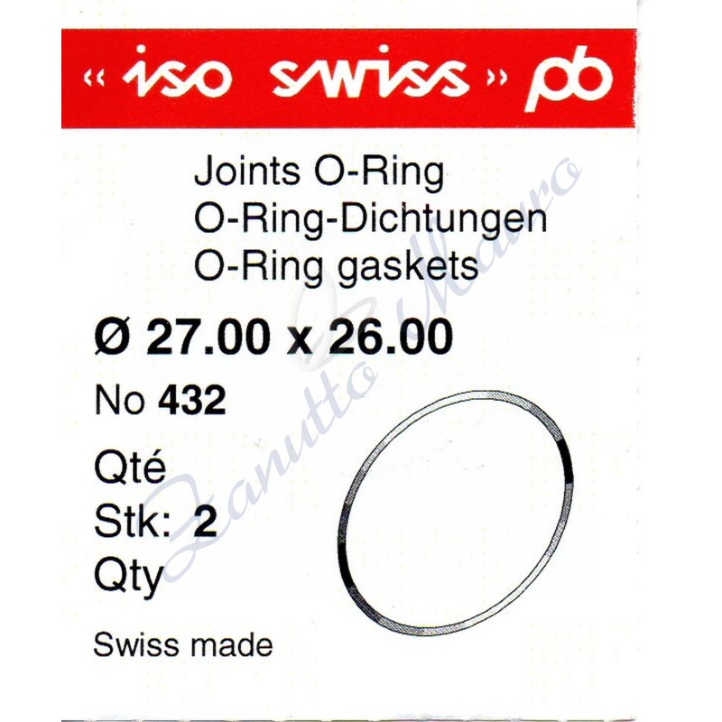 O-Ring Quartz ISO432 busta 2 pz Diam.int. 26.00 sezione 0,50