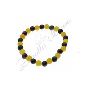 Bracciale elastico in agata gialla e tormalina cm 17