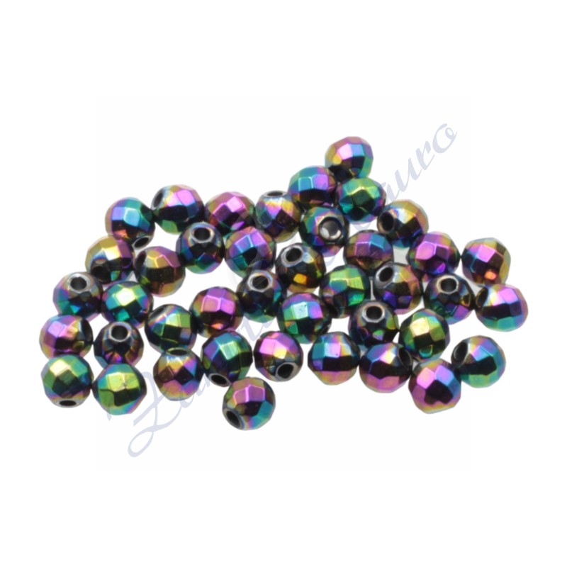 Sfera sfaccettata in ematite rainbow diametro mm 3